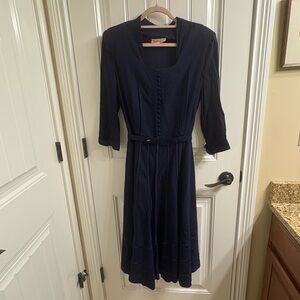 Vintage 70's Puritan Forever Young Navy Fit N Flare Belted Midi Dress M